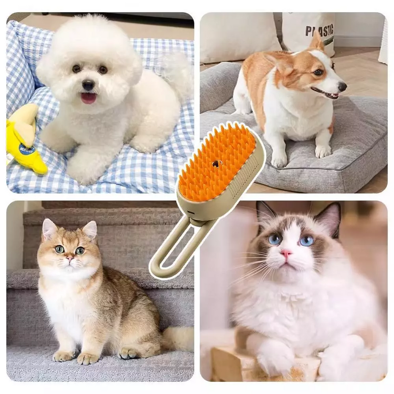 Escova a Vapor para Gatos 3 em 1